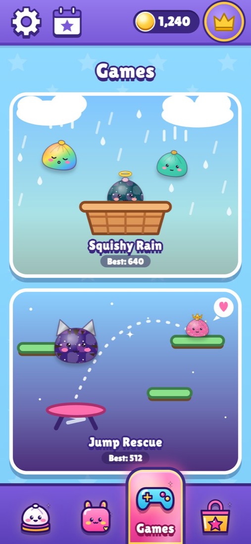 The games menu